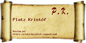 Platz Kristóf névjegykártya